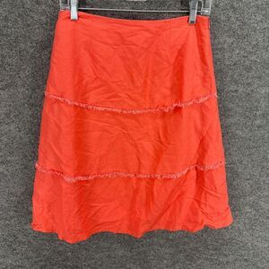 New Linea Donna Skirt Women S Small Pink Zipper A-Line Midi Linen Lined Mid Rise